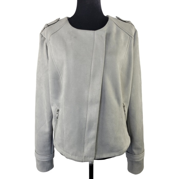White House Black Market Ultra Suede Moto Jacket in Mercury gray size XL - Picture 14 of 15